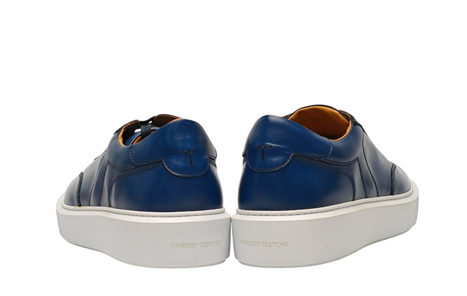 950$ TESTONI "Paestum" Blue Sneaker Burnishe Calf 10.5 UK / 11.5 US / 44.5 IT