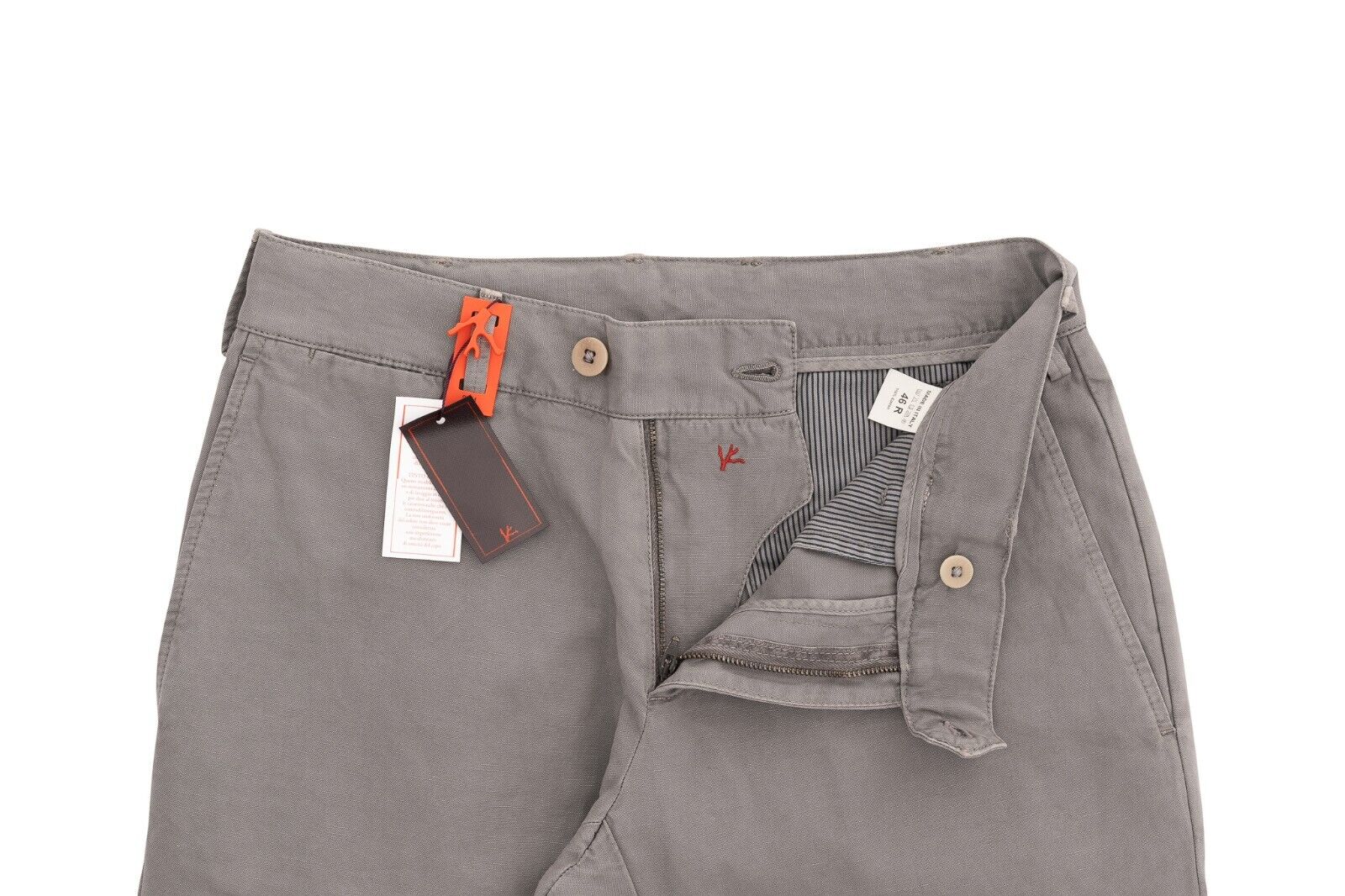 690$ ISAIA NAPOLI Gray Chino Trousers Pant Cotton 30 US / 46 EU Slim Fit