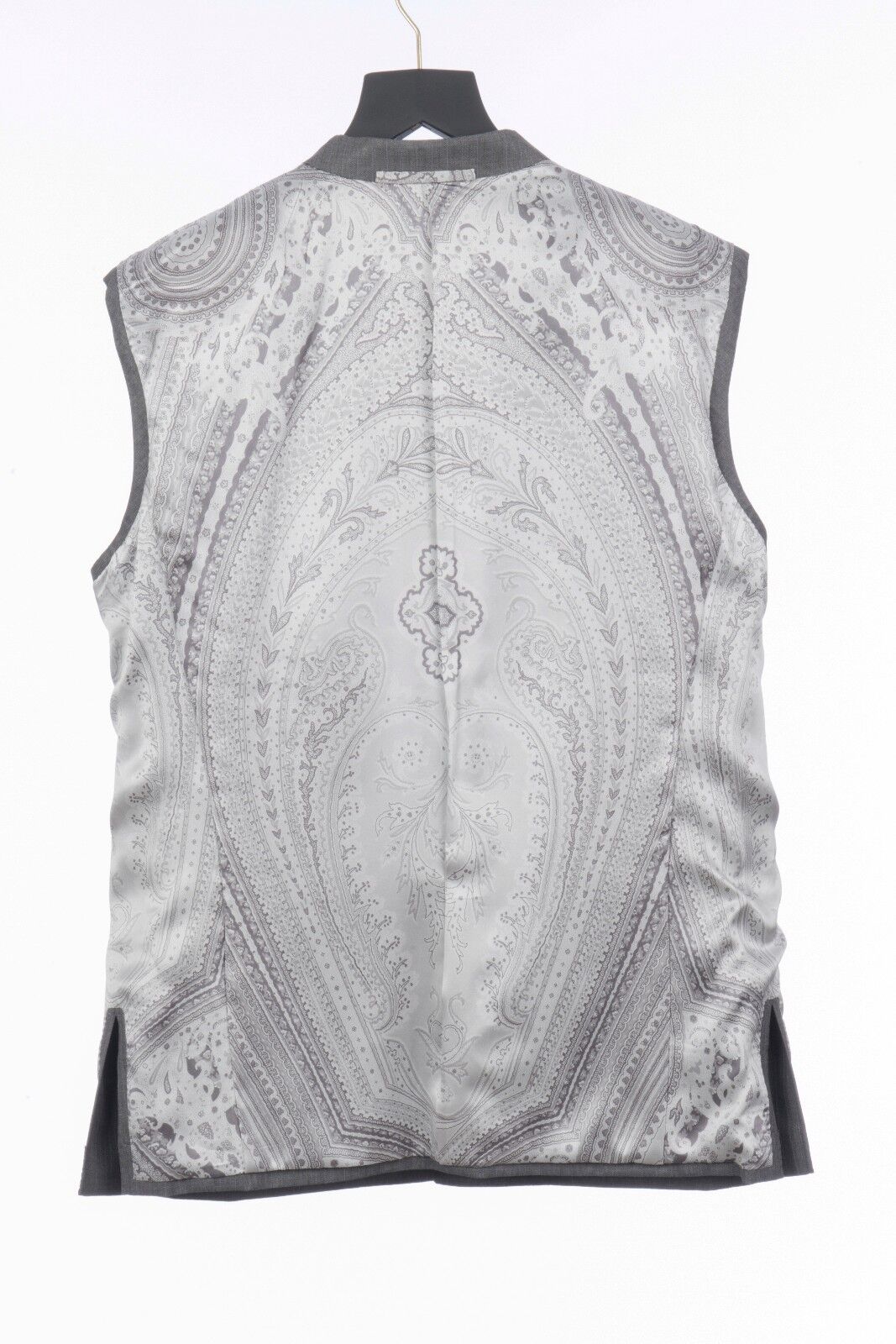 $7900 BIJAN Luxury Gray Wool Silk Nehru Jacket Hand-Sewn in Italy 38 US / 48 EU
