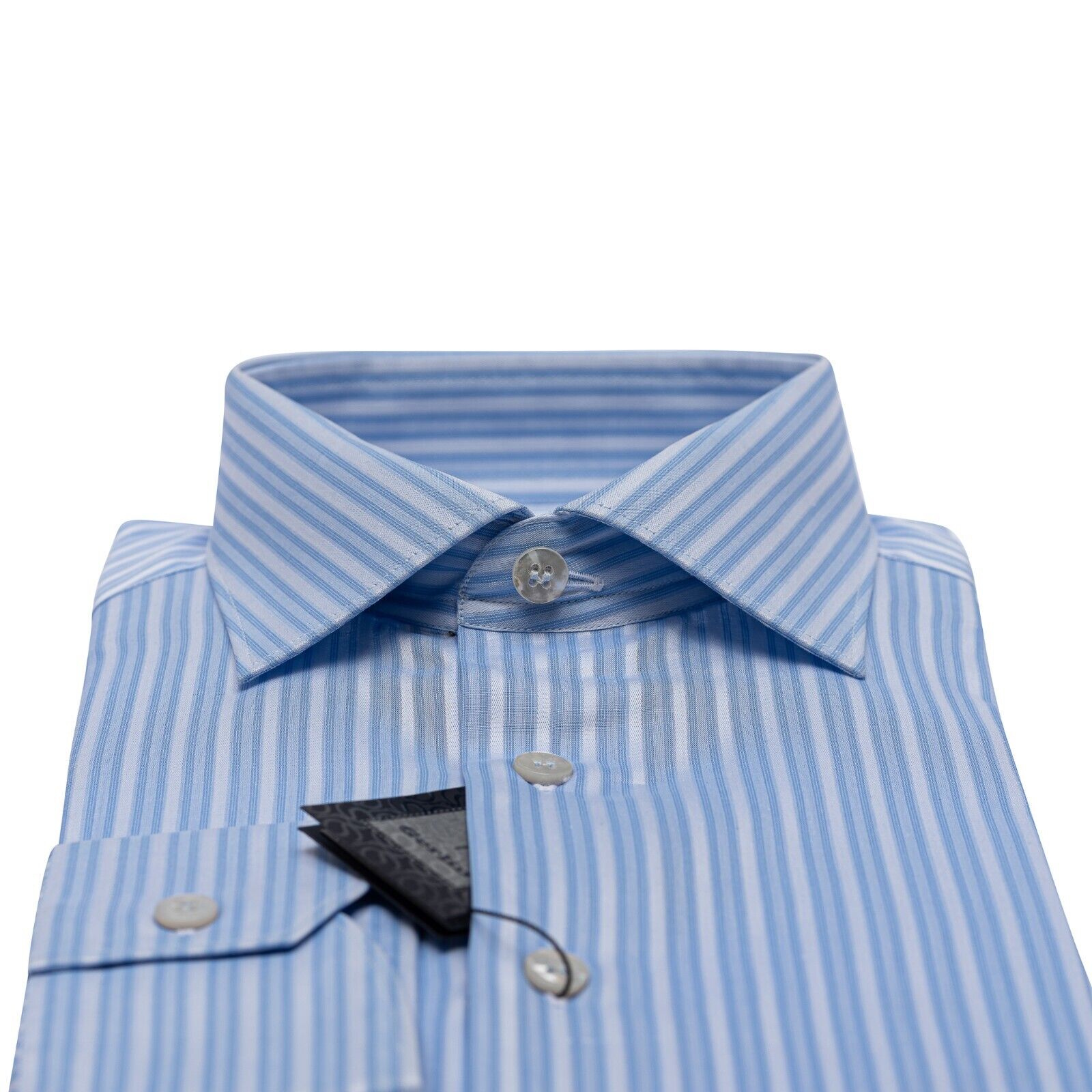 690$ LUXURY GERLIN Shirt Striped Blue SOYELLA Cotton 16 - 41 3O BIJAN