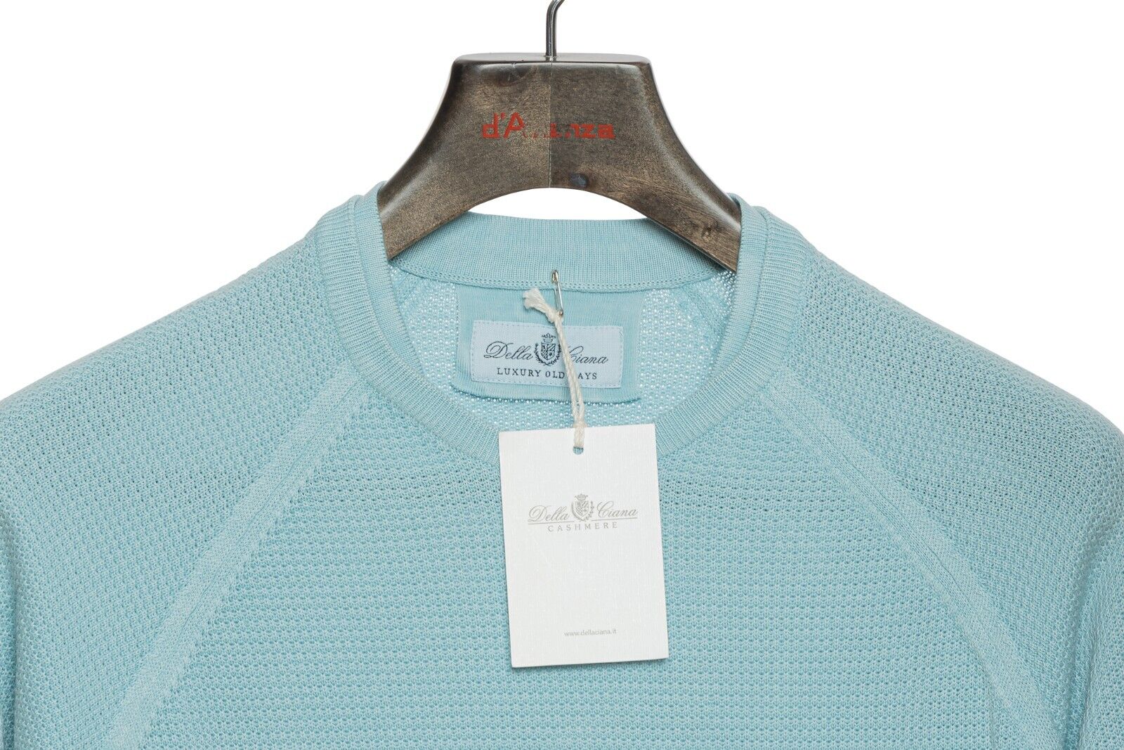 390$ DELLA CIANA CASHMERE Sweater Sweatshirt Cotton Blue Tiffany 40 US / 50 EU