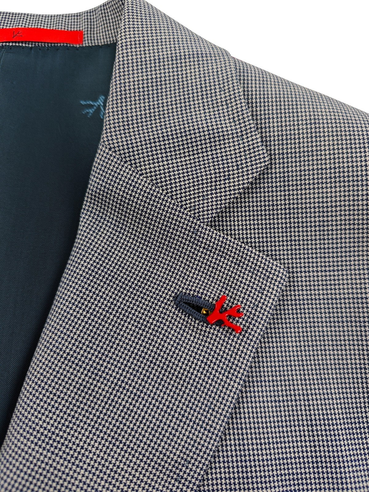 $4850 ISAIA NAPOLI Blue Houndstooth Sport Coat Fine Wool 38 US / 48 EU 8R