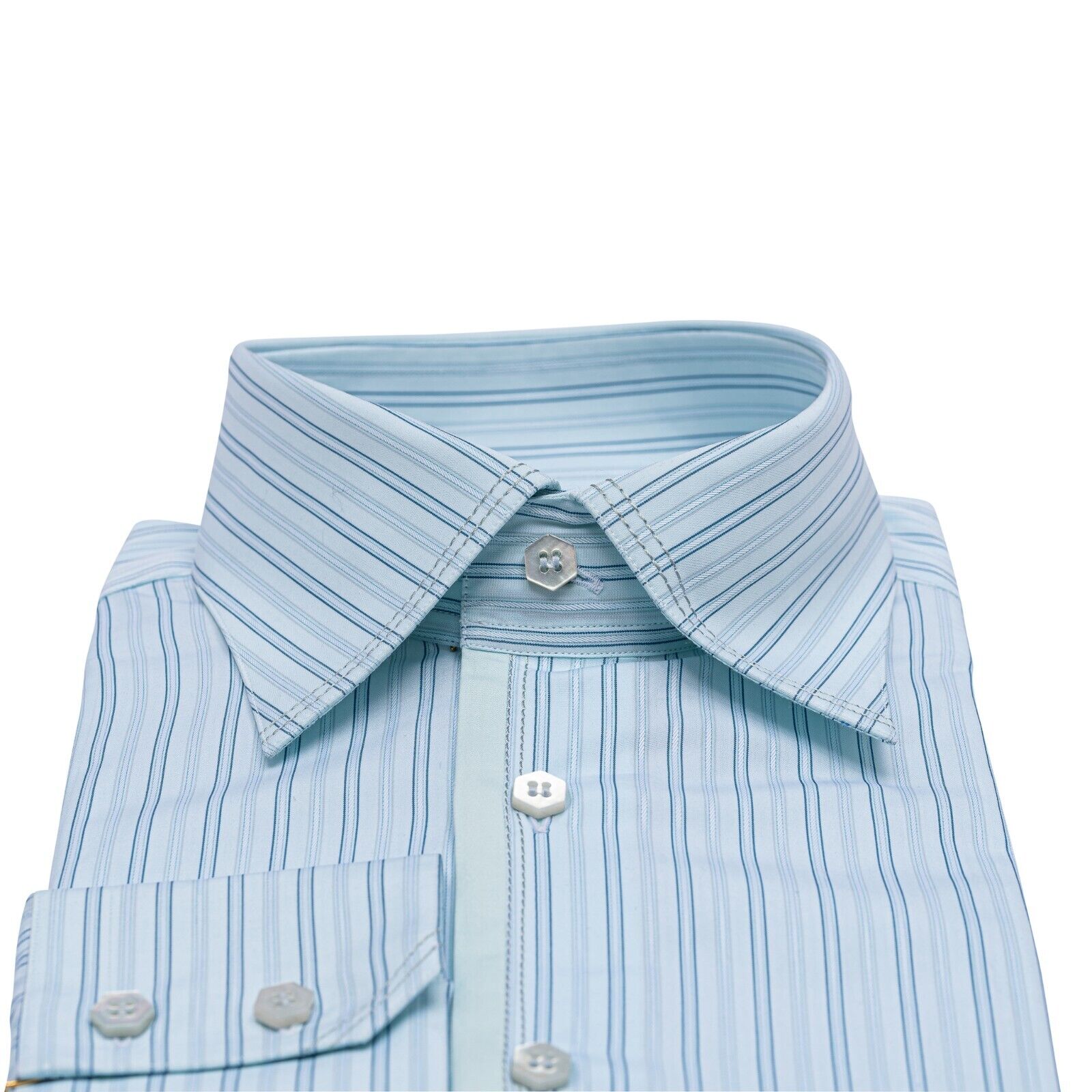 690$ LUXURY GERLIN Shirt Striped ALUMO Jacquard Cotton 16 - 41 1S ZILLI
