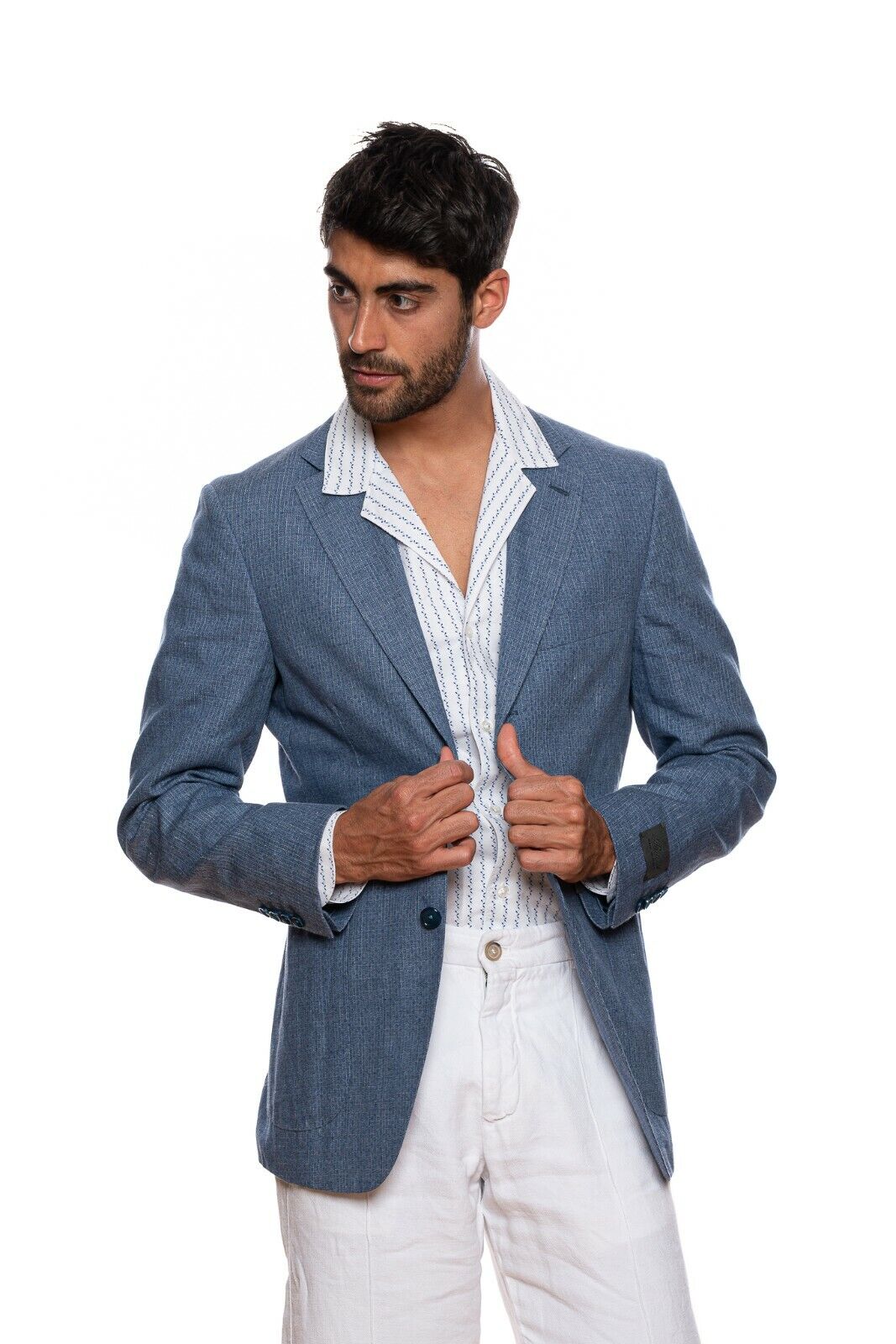 BELVEST Handmade in Italy Jacket Blazer Linen Wool Royal Blue 42 US / 52 EU 7R