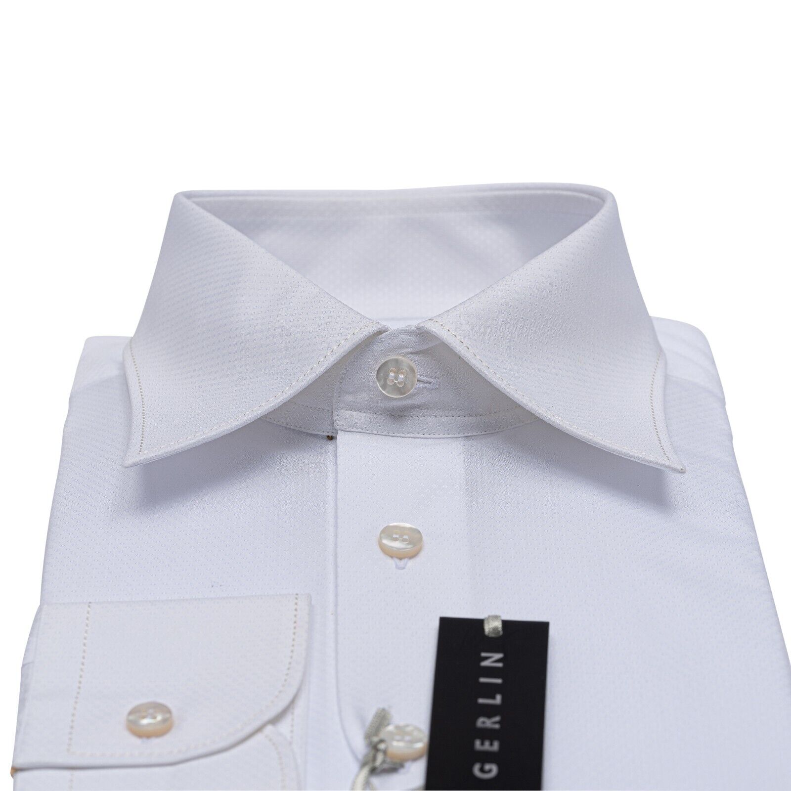 LUXURY 690$ GERLIN Shirt White JACQUARD Cotton 16 - 41 1E ZILLI