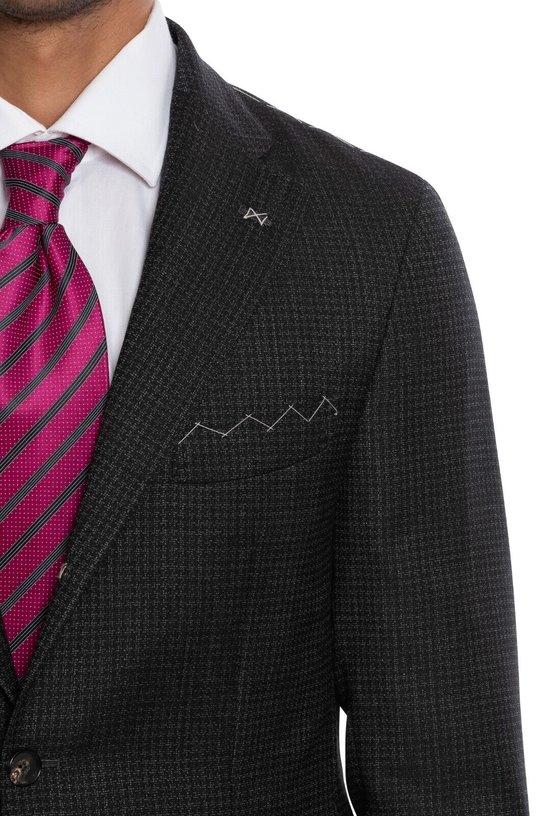 $3250 LUIGI BORRELLI NAPOLI Hand-Sewn Charcoal Houndstooth Suit Wool Slim Fit