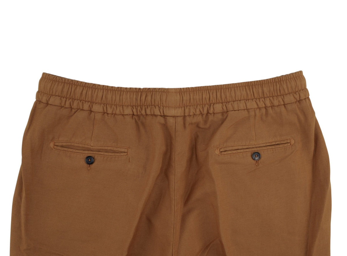 1125$ ISAIA NAPOLI Rust Drawstring Pant Relaxed Fit Cotton - Linen 40 US / 56 EU