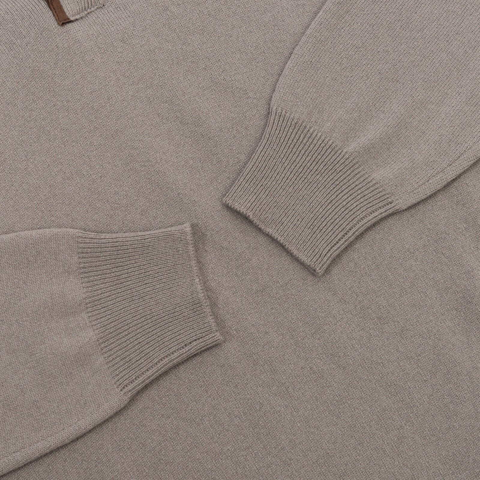 $1400 FEDELI CASHMERE Gray Sweater Half Zip 100% Cashmere / Lambskin 40 US 50 EU