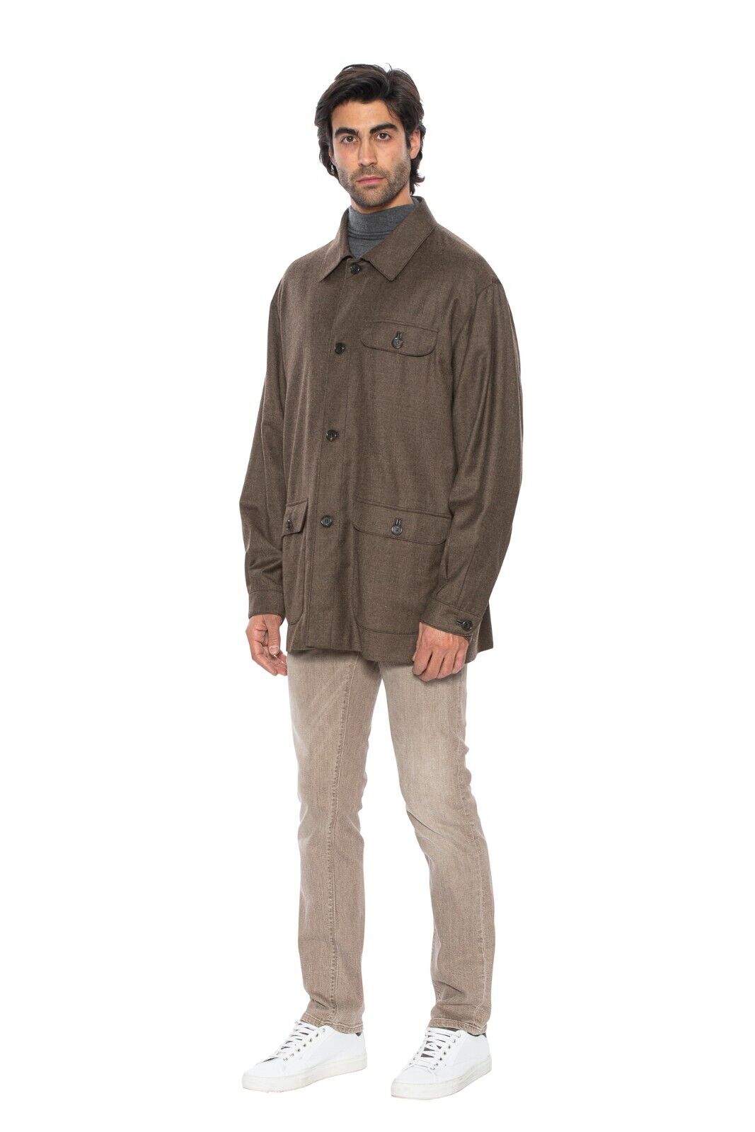 $4200 HETTABRETZ Field Jacket 100% Cashmere Fleece Leather Details 42 US / 52 EU