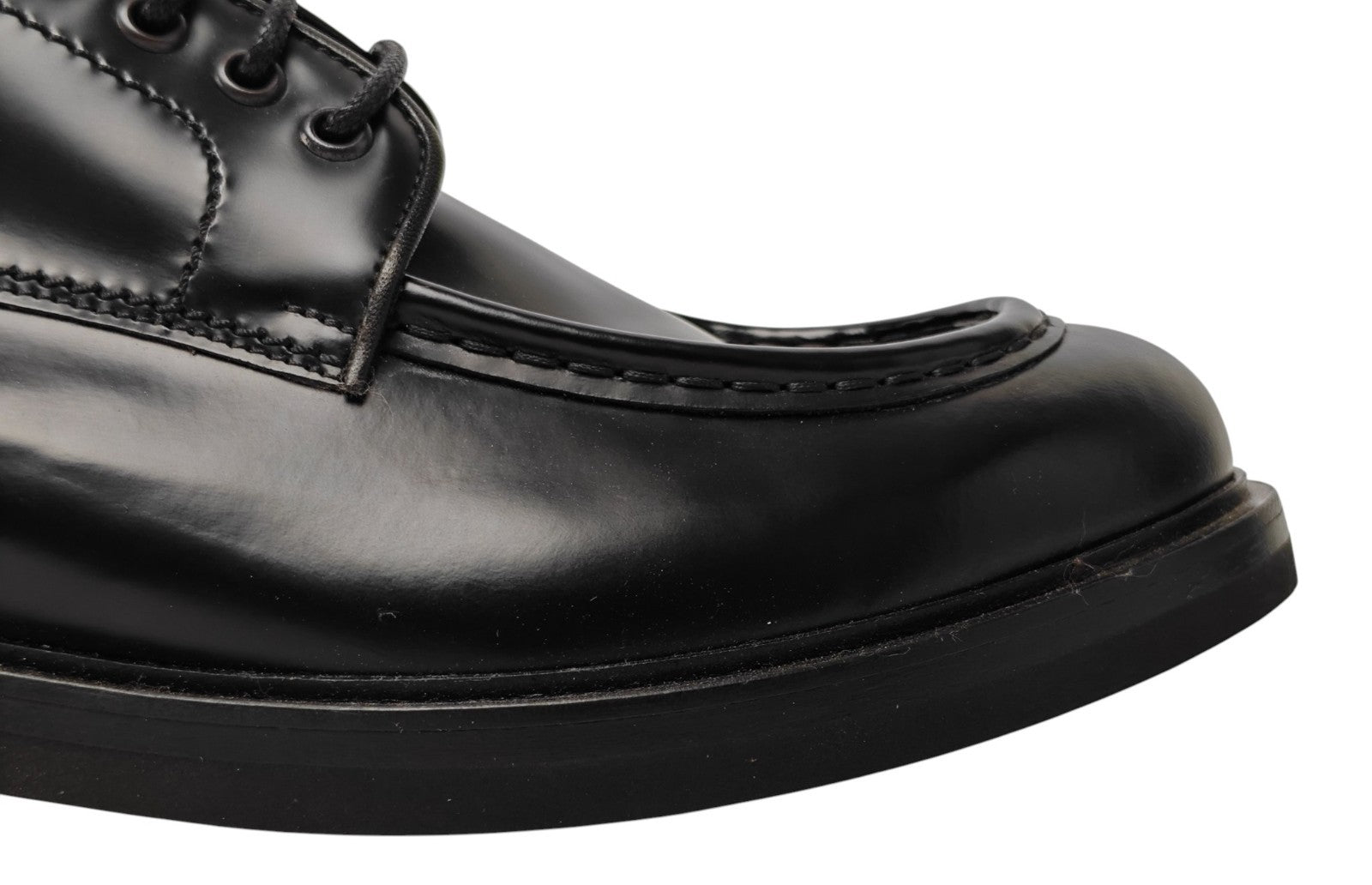 1250$ TESTONI Black Derby Shoes Brush Off Calf + Wool Lining 8 UK / 9 US / 42 IT