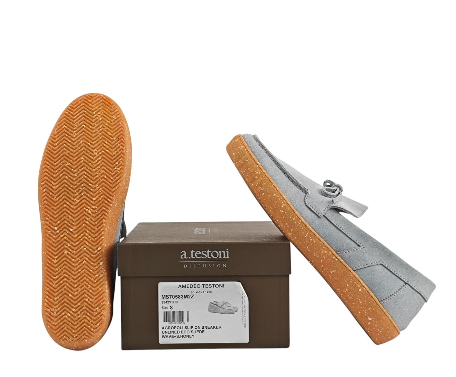 900$ TESTONI "Agropoli" SlipOn Unlined Casual Loafer Gray 8 UK / 9 US / 42 IT
