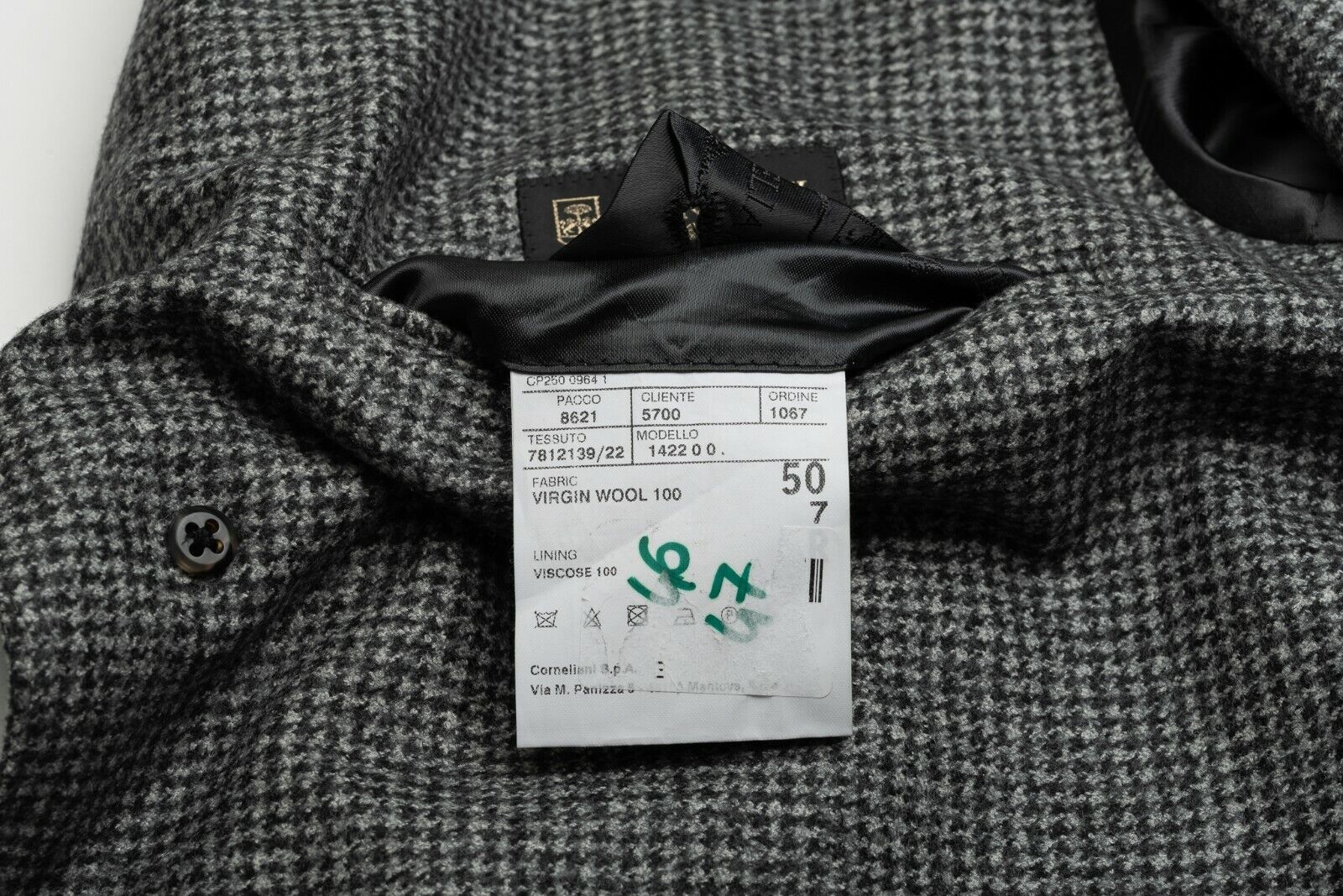 2000$ CORNELIANI Sartorial Coat Gray Houndstooth Virgin Wool 40 US / 50 EU 7R