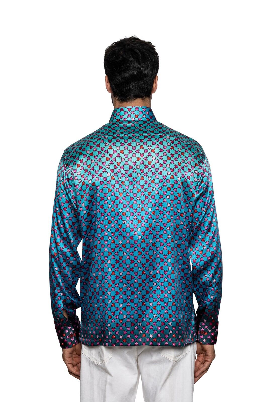 1400$ ITALO FERRETTI Shirt "YEAR OF THE RAT" 100% Satin Silk COMO Size L BIJAN