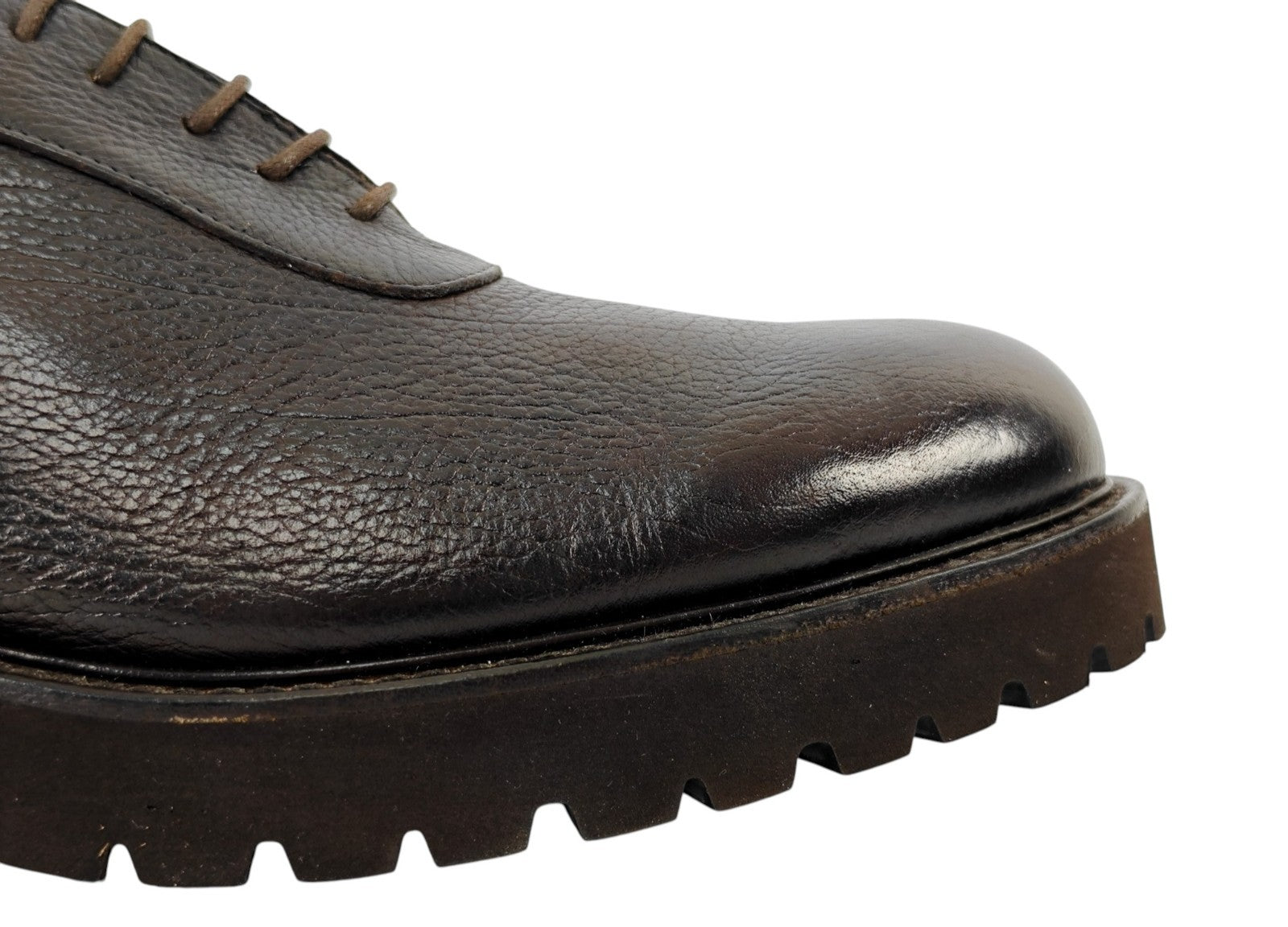 960$ TESTONI "Custoza" Oxford Shoes Buffalo Printed Calf Cigar 8 UK 9 US 42 IT