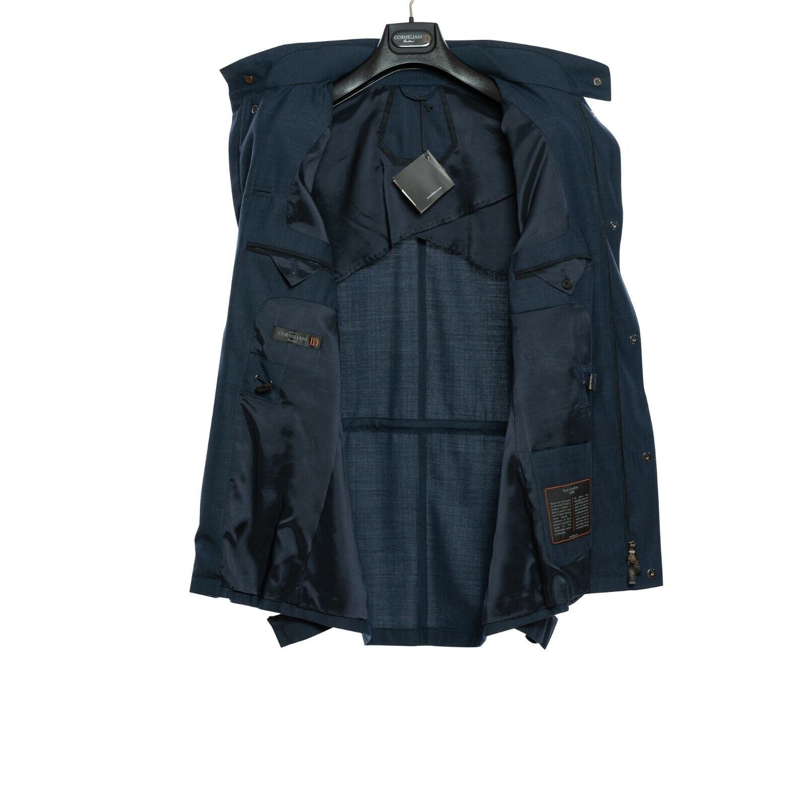 980$ CORNELIANI Coat Travel Jacket Outwear Blue Delight Wool Savor 40 US / 50 EU