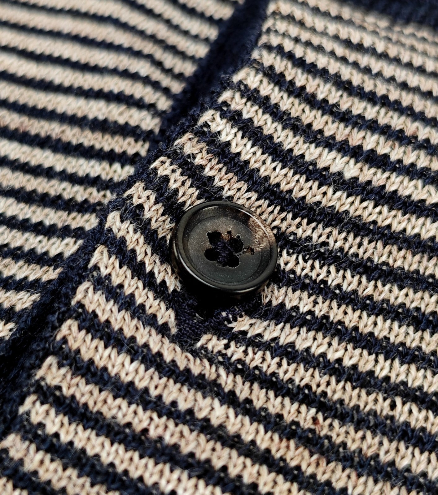 1450$ ISAIA NAPOLI Blue - Beige Polo Sweater Wool Linen - Cotton Size M