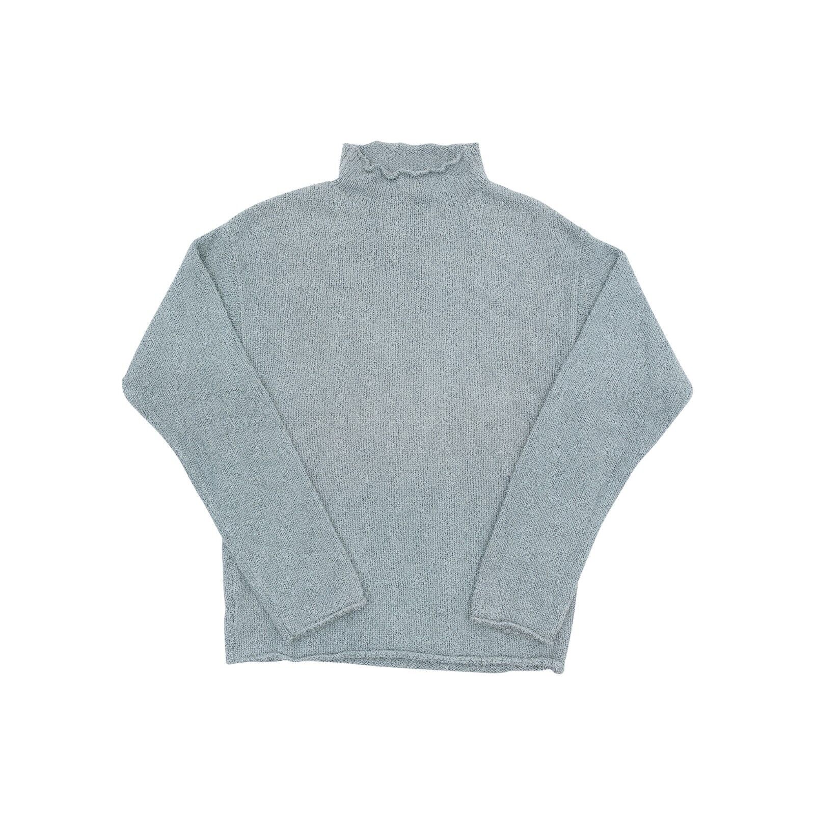 1600$ ISAIA NAPOLI "Vesuvio" Light Blue Sweater Mock-Neck Cashmere / Silk Size M