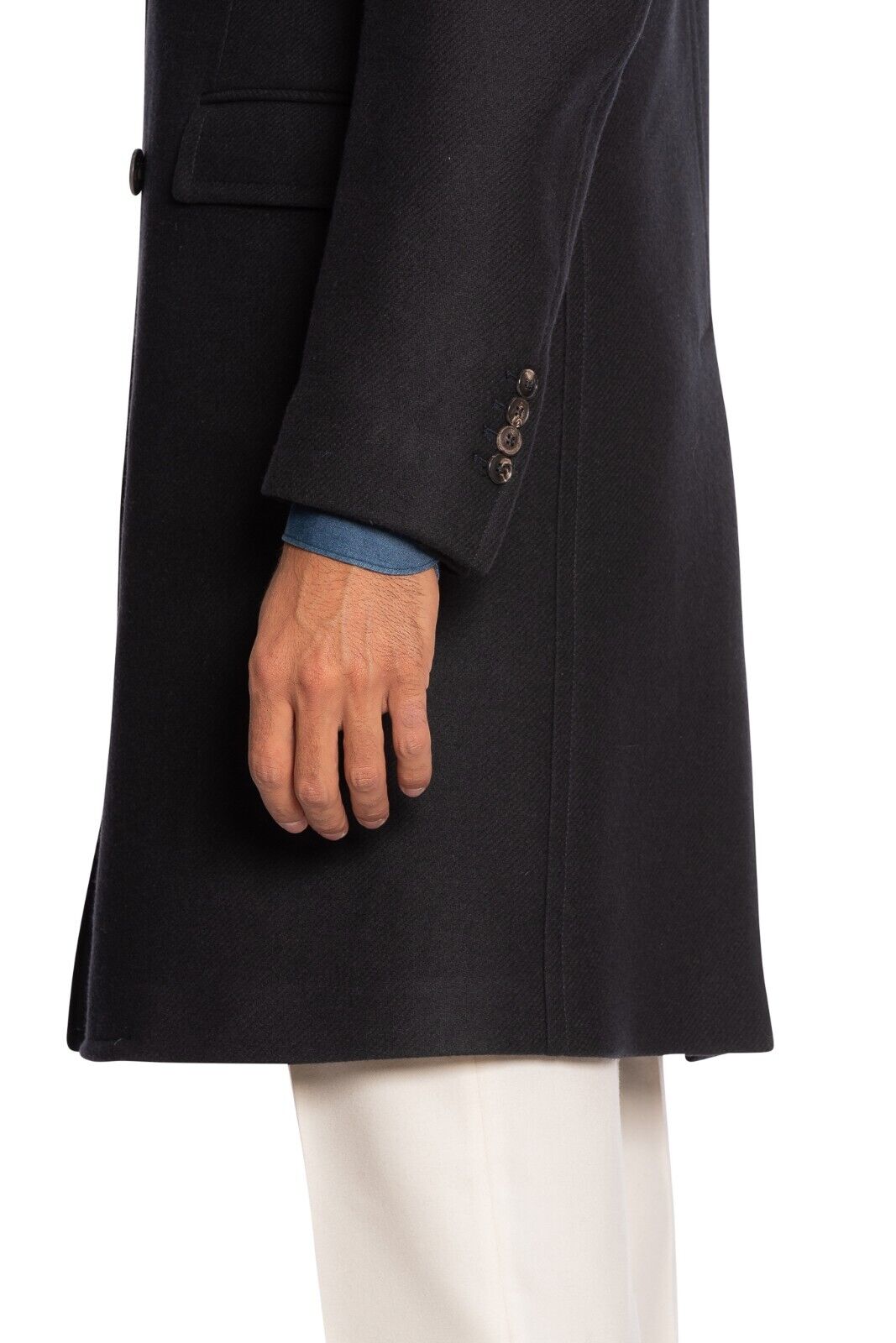 $2200 BOGLIOLI Blue Navy Double Breasted Coat K.Jacket Wool Twill 40 US / 50 EU