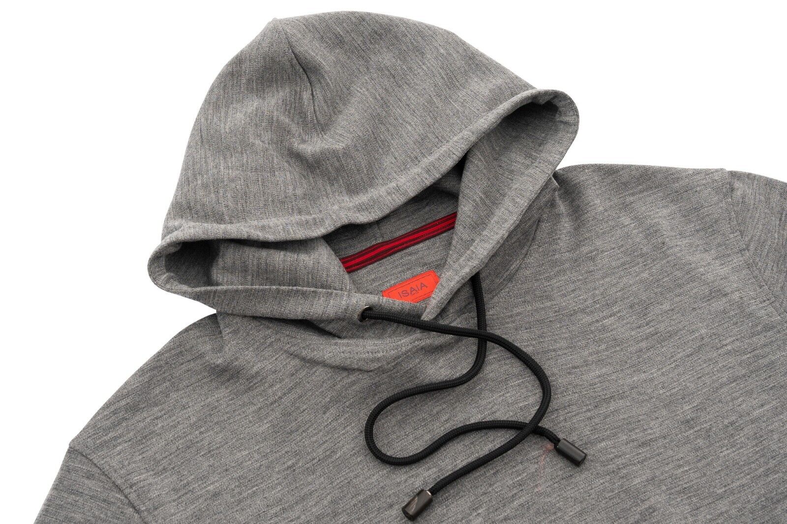 1400$ ISAIA NAPOLI Gray Solid Hoodie Sweater Jersey Wool Size M