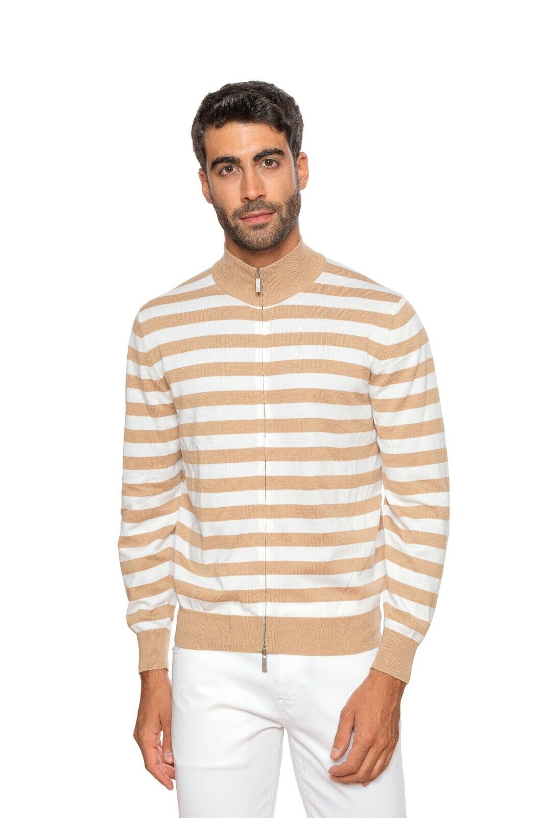 Luxury Knitwear FIORONI CASHMERE by Attolini Sweater Zip Cotton 40 US / 50 EU