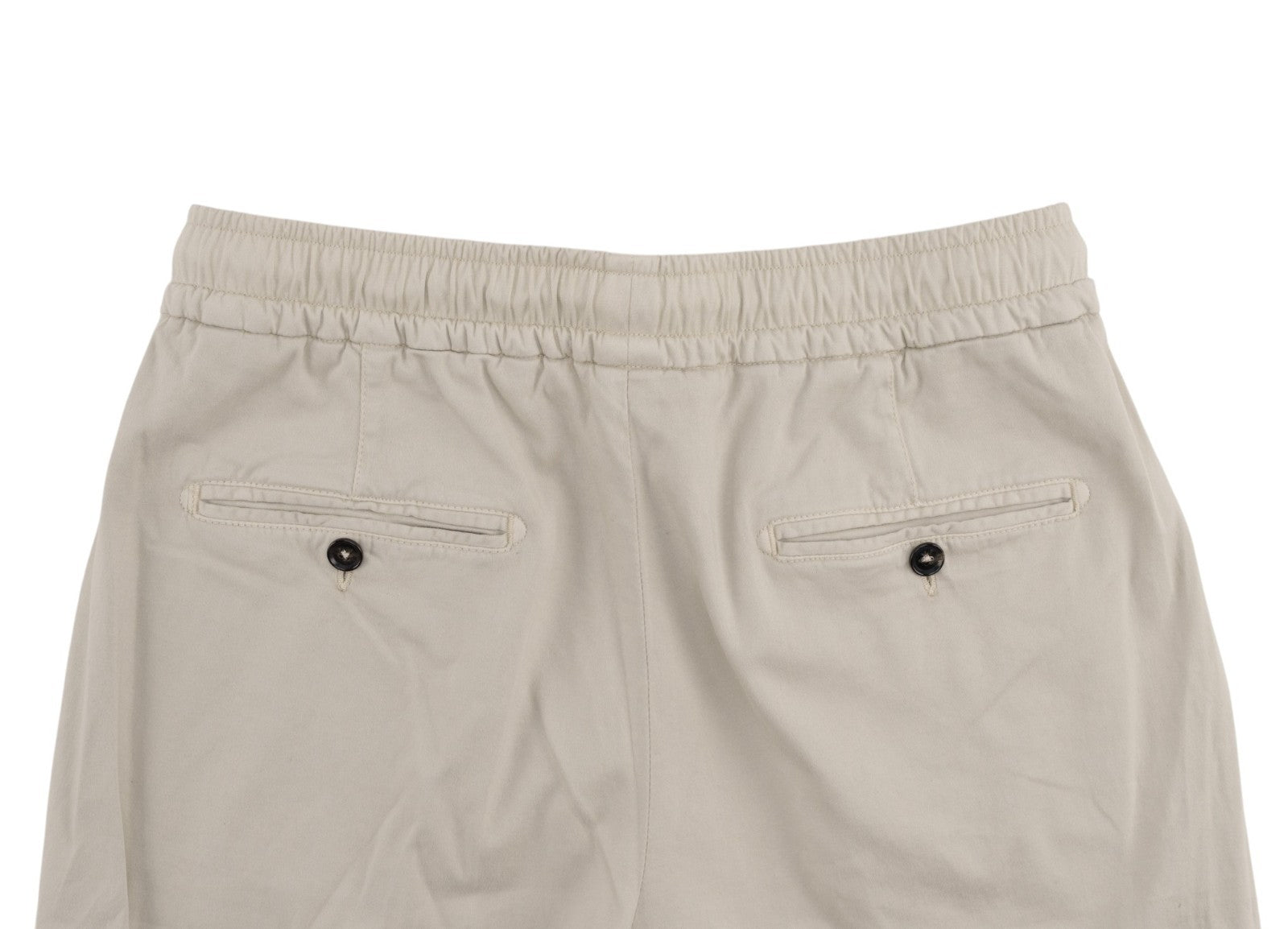 1250$ ISAIA "Comfort Project" Ivory Drawstring Pant Cotton Cashmere Tapered Fit