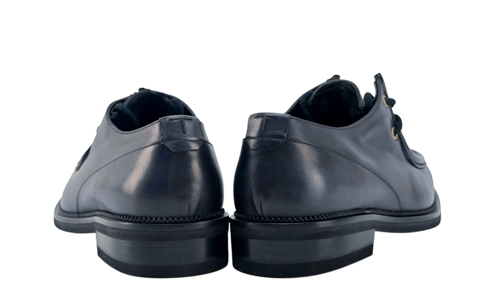 1200$ TESTONI Derby Moc-Toe Shoes Blue Calf & Wool Lining 8 UK / 9 US / 42 IT