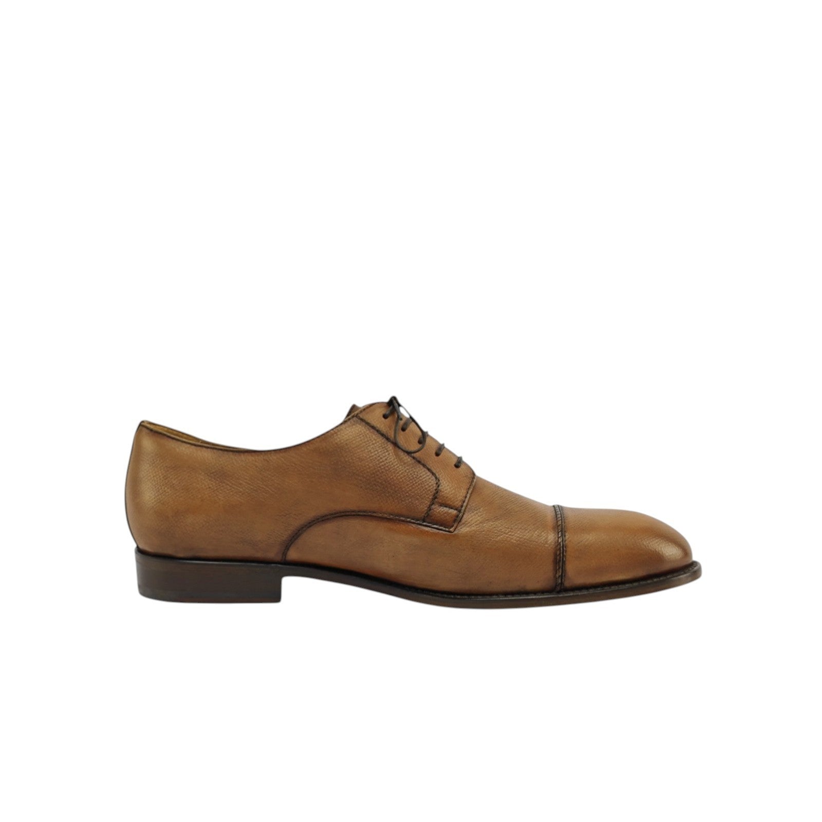 1200$ TESTONI "Iseo" Derby Shoes Antique Caviar Calf Cinnamon 8 UK 9 US 42 IT