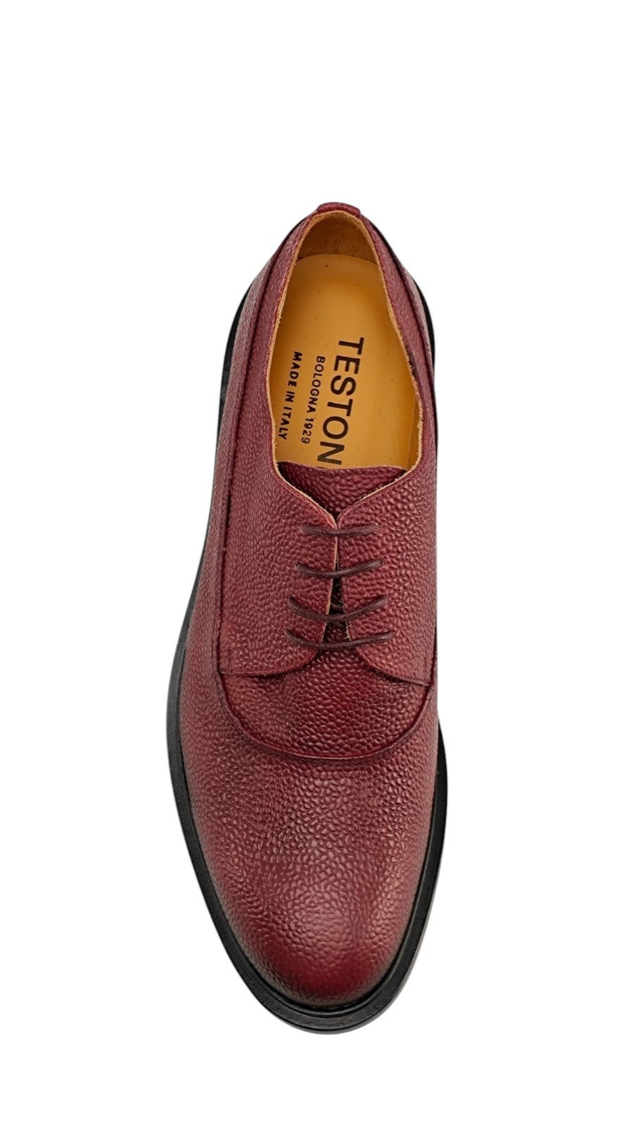 1250$ TESTONI "Lucca" Derby Shoes Caviar Calf Lambrusco 8 UK / 9 US / 42 IT