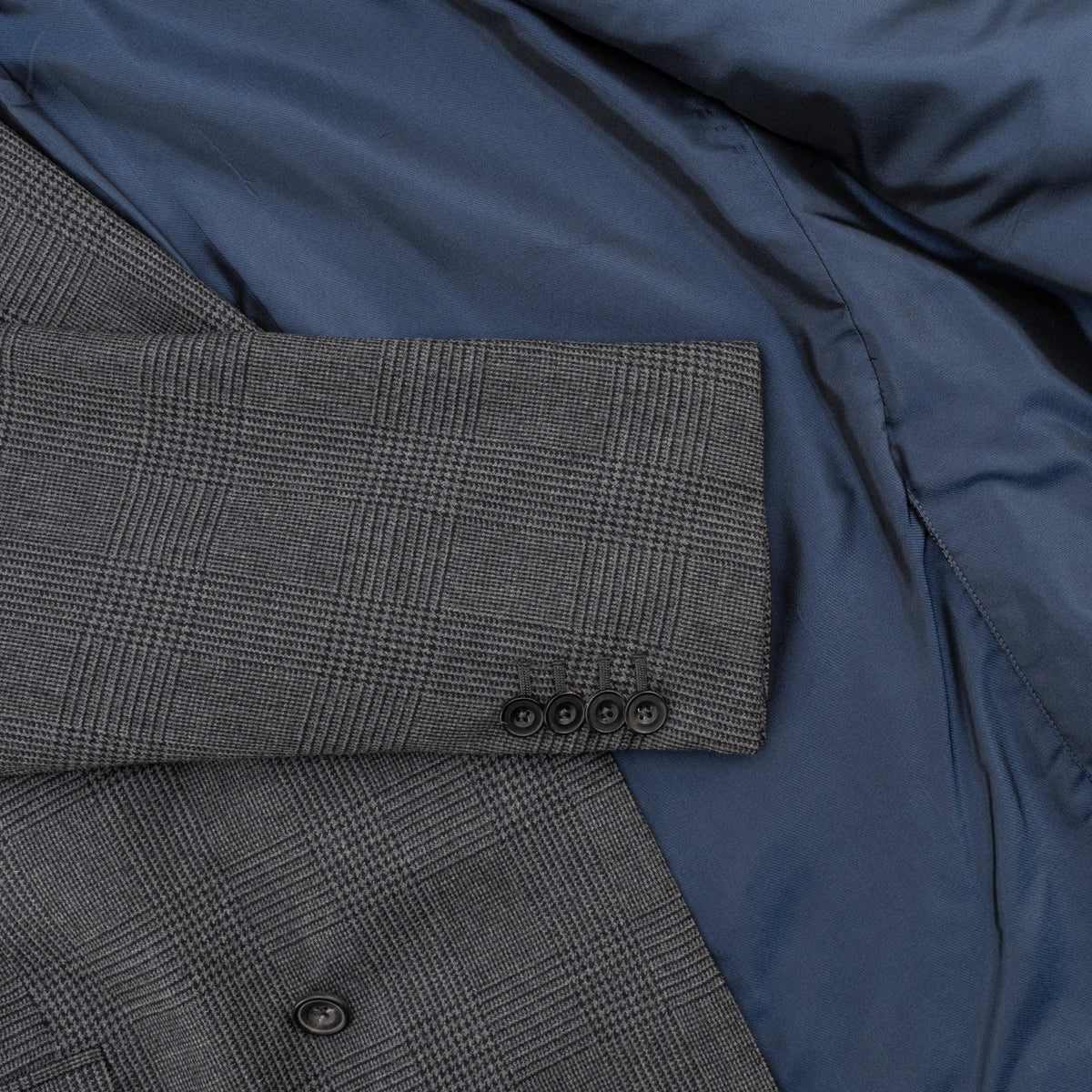 $3475 RUBINACCI NAPOLI Double Breasted Suit Gray Wool Glen Plaid 40 US / 50 EU