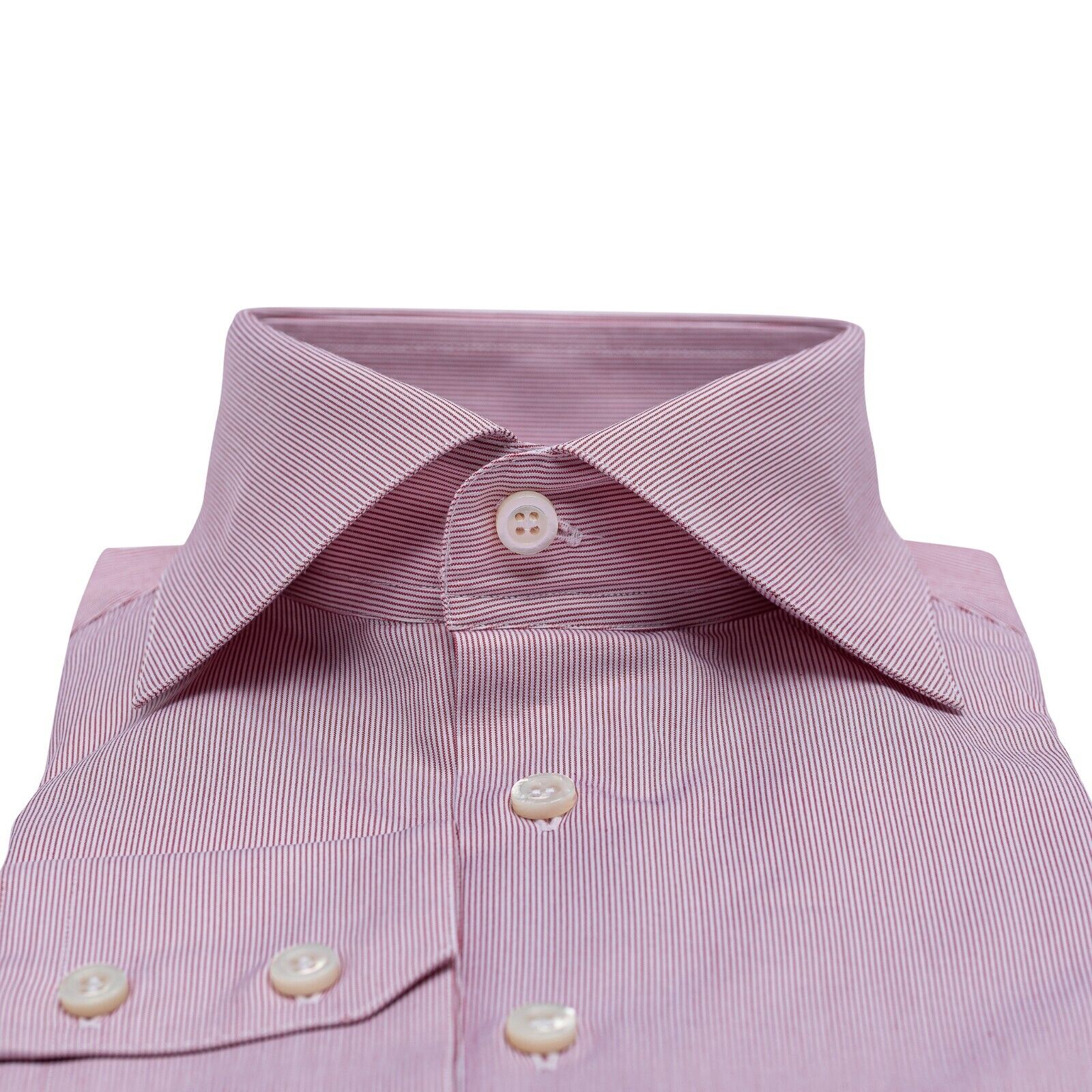 690$ ITALIAN LUXURY GERLIN Shirt Red - White Striped Cotton 2AO ZILLI