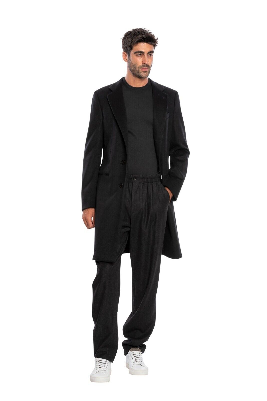 $3900 GIORGIO ARMANI Black Label Wool Cashmere Long Coat Black 38 US / 48 EU