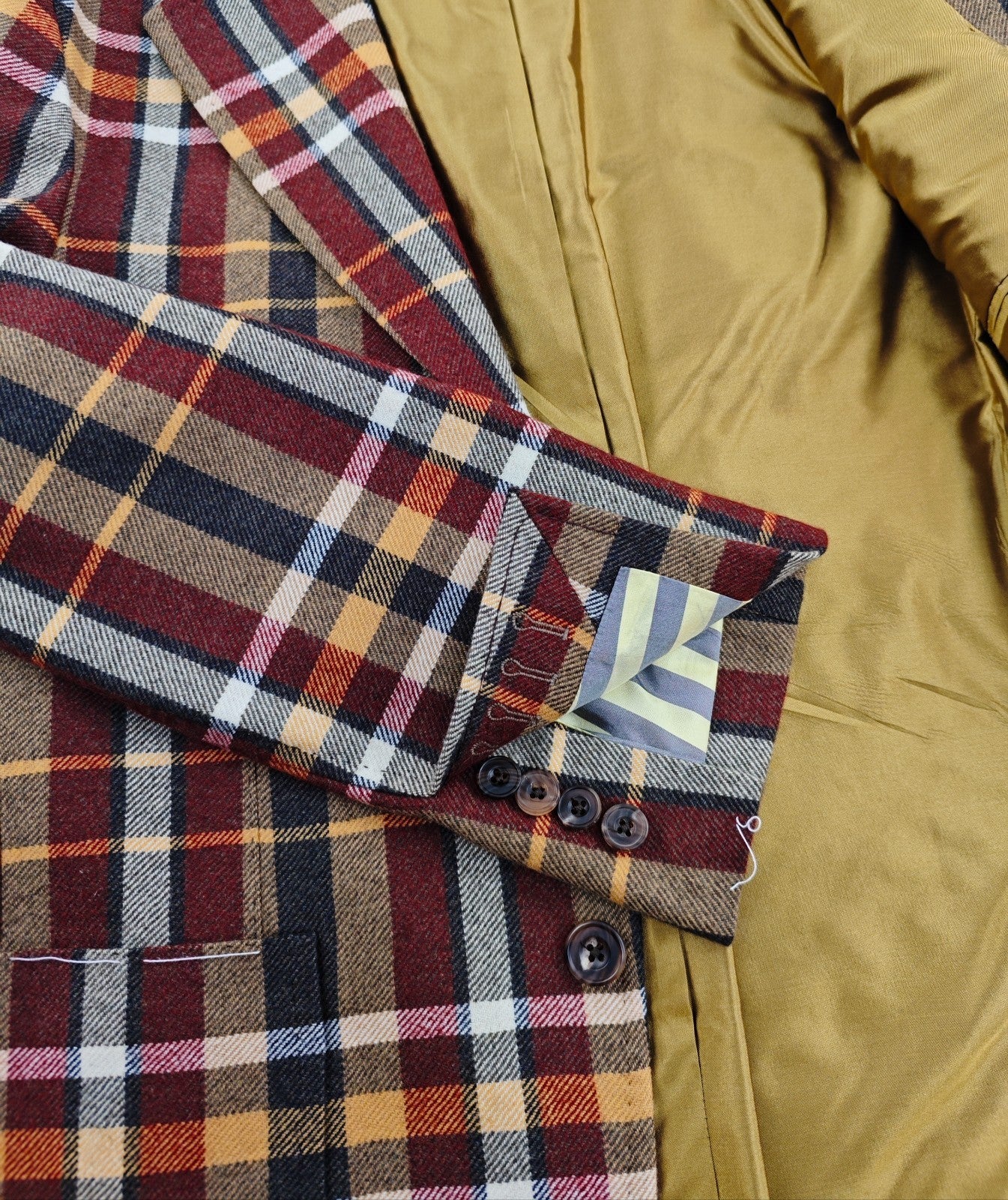 $2200 RUBINACCI Green / Brown Checks Jacket Sport Coat 100% Cashmere 38 US 48 EU