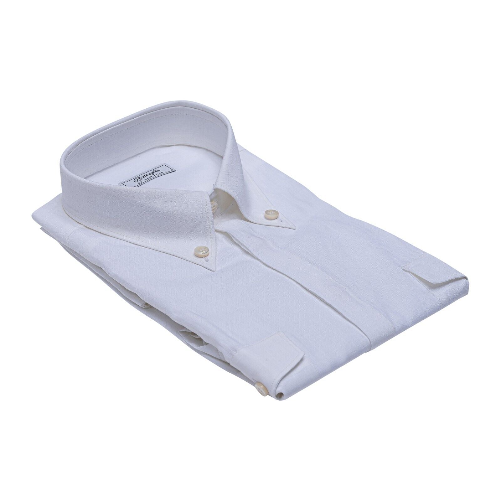 950$ LUXURY GERLIN X BATTAGLIA Shirt White " 100% IRISH LINEN " 4C