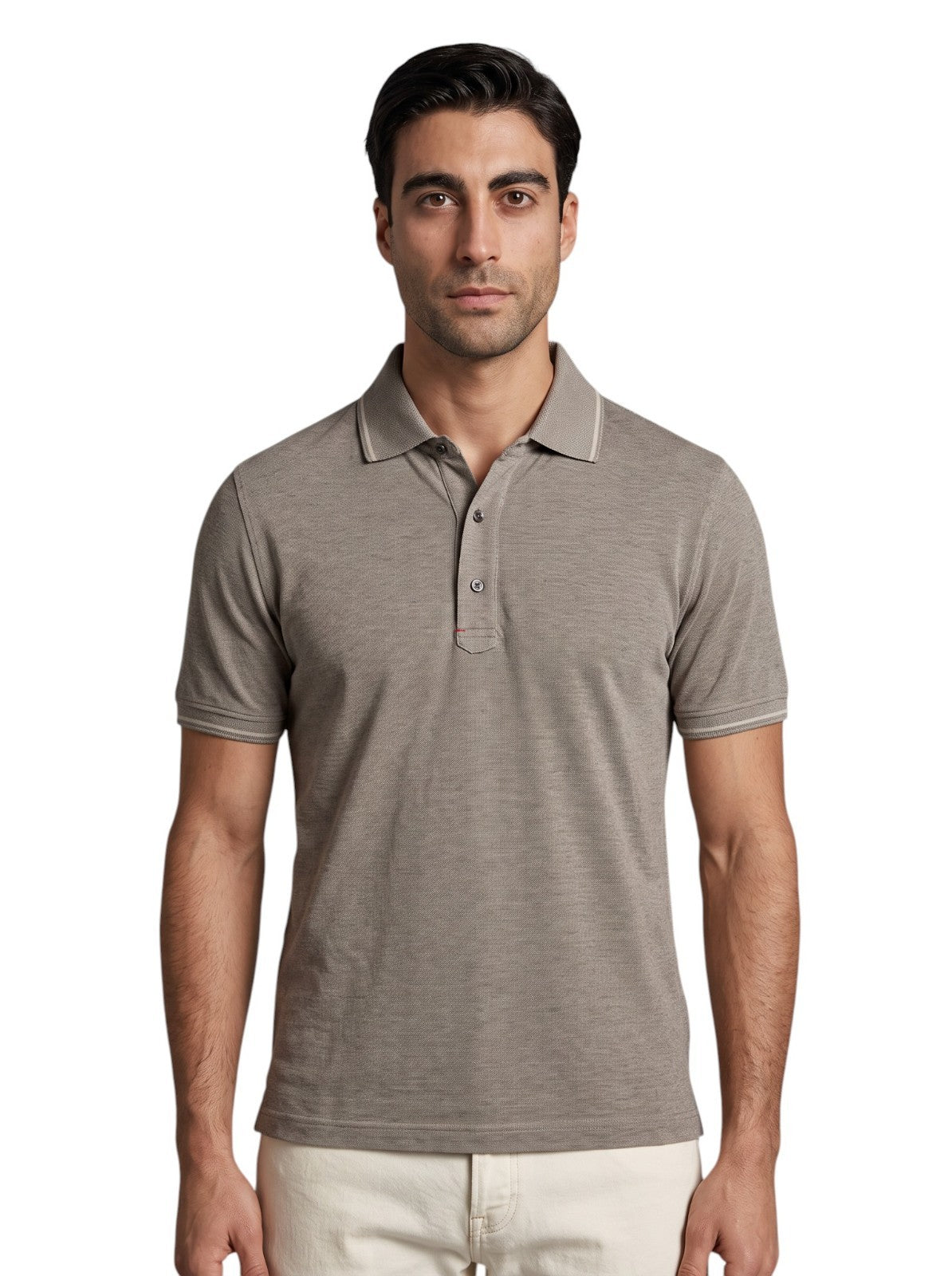 575$ ISAIA NAPOLI Beige Short Sleeve Polo 100% Cotton Size M - Made in Italy