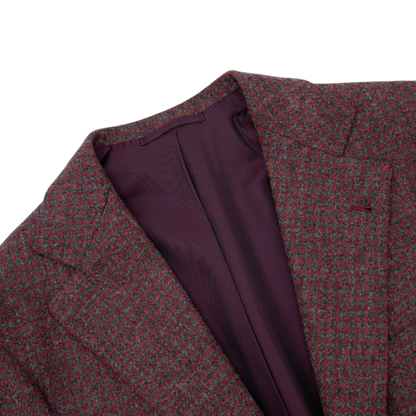 Sartoria DALCUORE NAPOLI Total Hand-Sewn Suit Burgundy Flannel Wool 40 US 50 EU