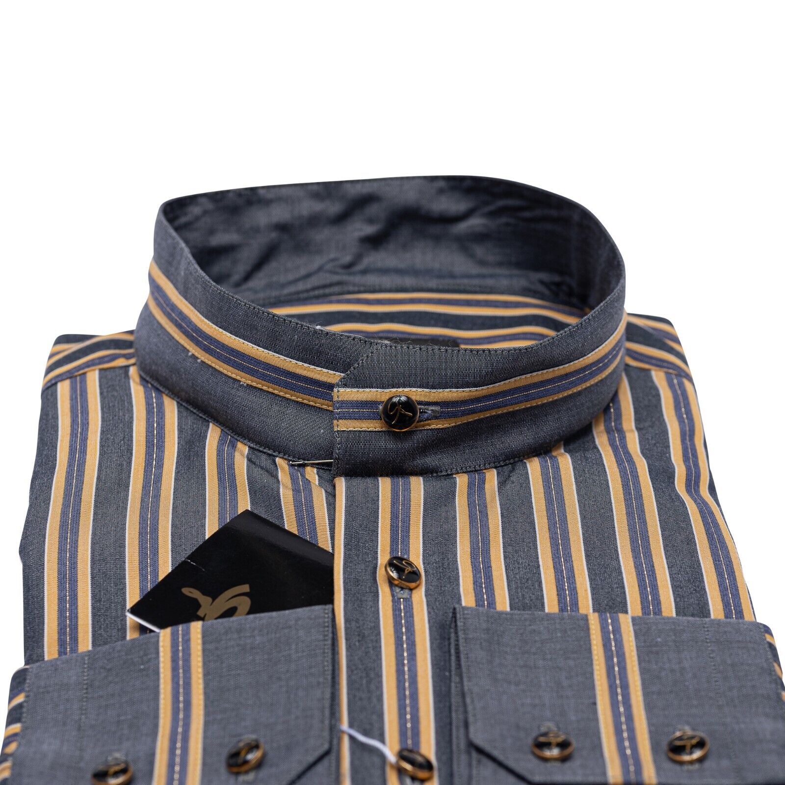 690$ LUXURY GERLIN Shirt Korean Gray LUREX Cotton 16 - 41 9V BIJAN