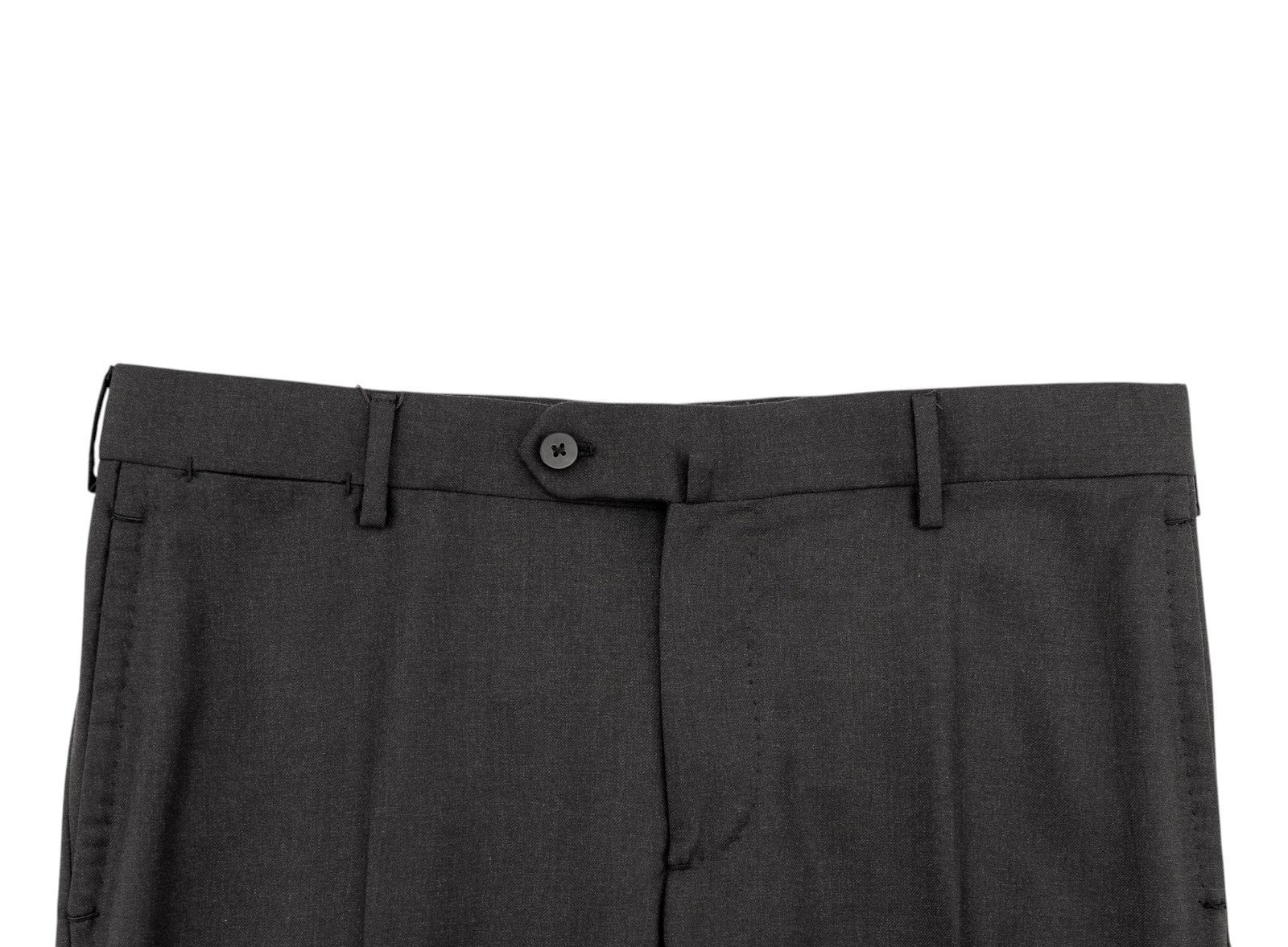 1690$ ISAIA Hand-Sewn Tapered Dress Pant Fine Wool 150's Dark Gray 38 US / 54 EU