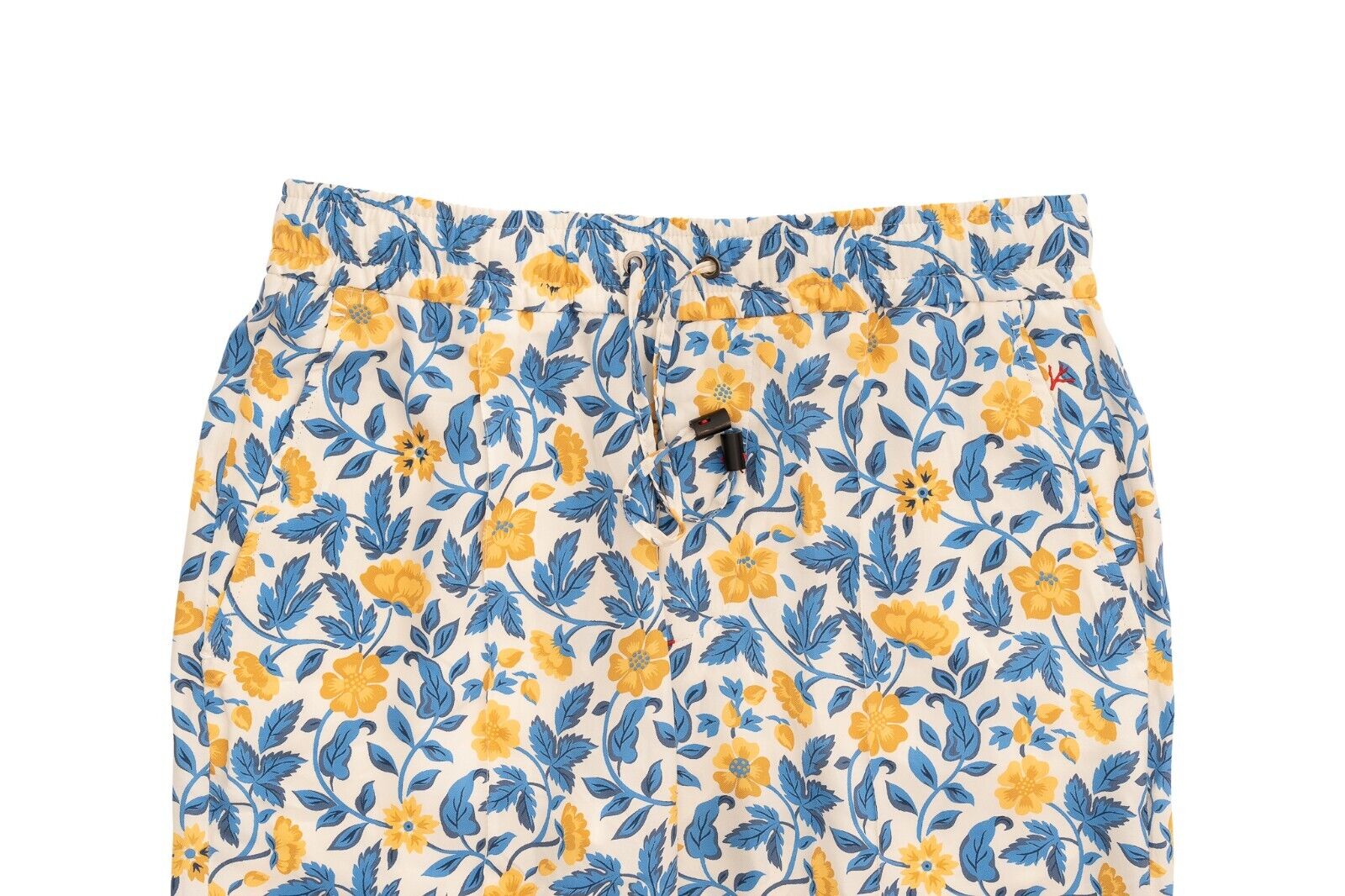 1390$ ISAIA NAPOLI Drawstring Trousers Sport Pant Floral 100% Silk 32 US / 48 EU