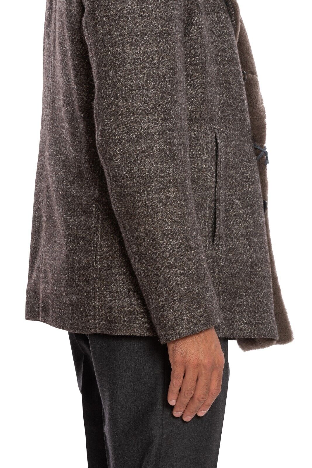 $2650 BOGLIOLI Double Breasted Peacoat Wool Linen Coat Shearling Fur 40 US 50 EU
