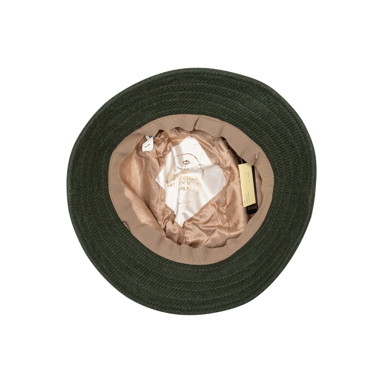 250$ RUBINACCI NAPOLI Made in England Military Green Wool Tweed Bucket Hat