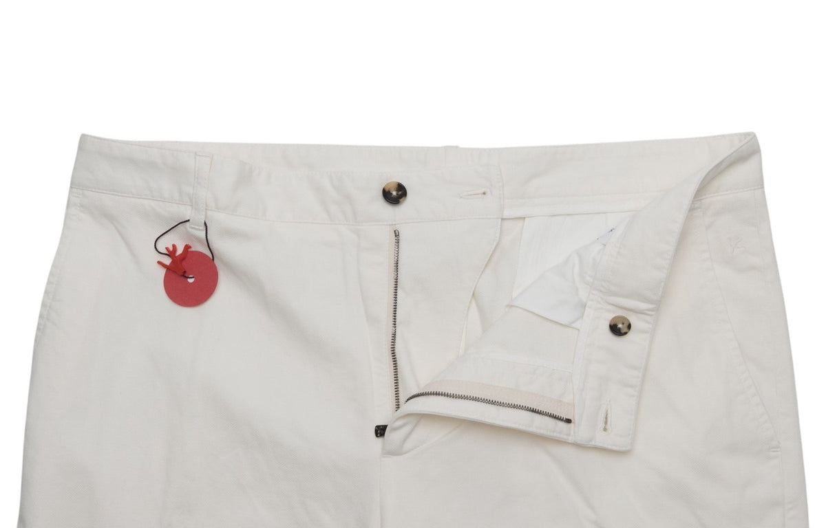 690$ ISAIA NAPOLI White Chino Pant Cotton Slim Fit 34 US / 50 EU