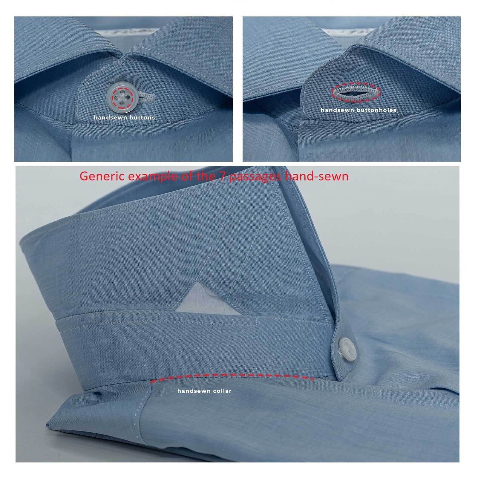 310$ BELVEST by FINAMORE Oxford Collarless Shirt 7 Passages Hand-Sewn 16 - 41