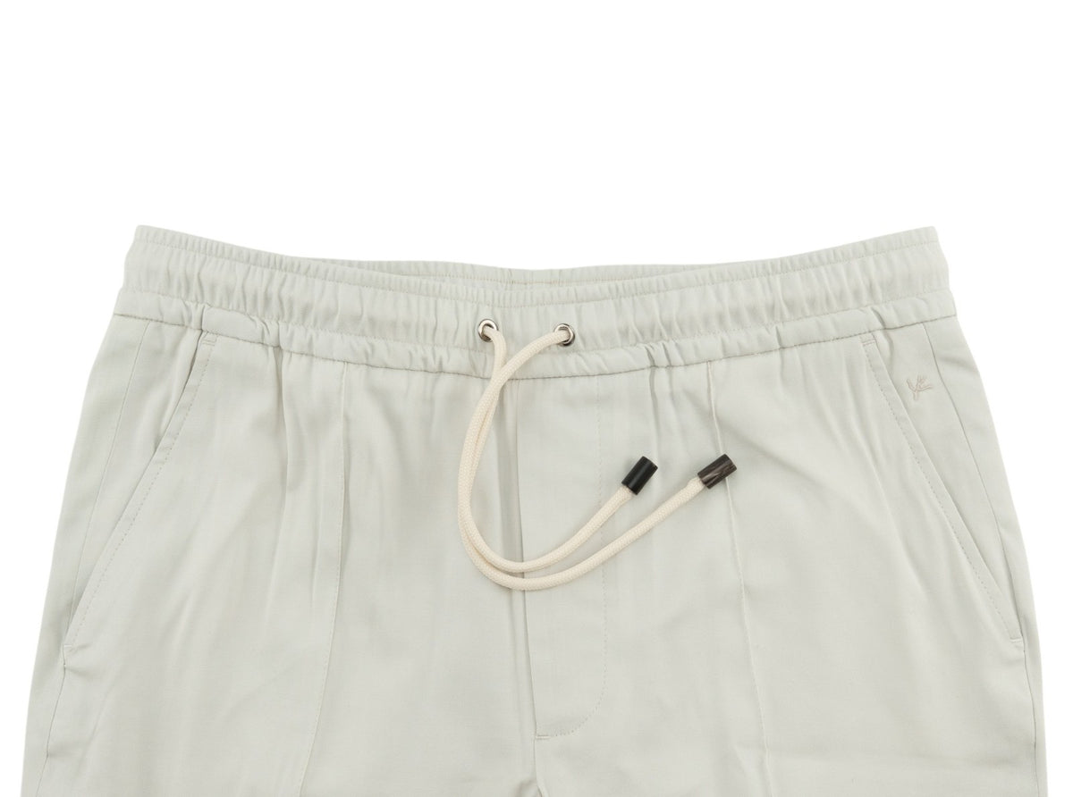 1350$ ISAIA NAPOLI Light Beige Drawstring Pant Cotton Wool Slim 34 US / 50 EU