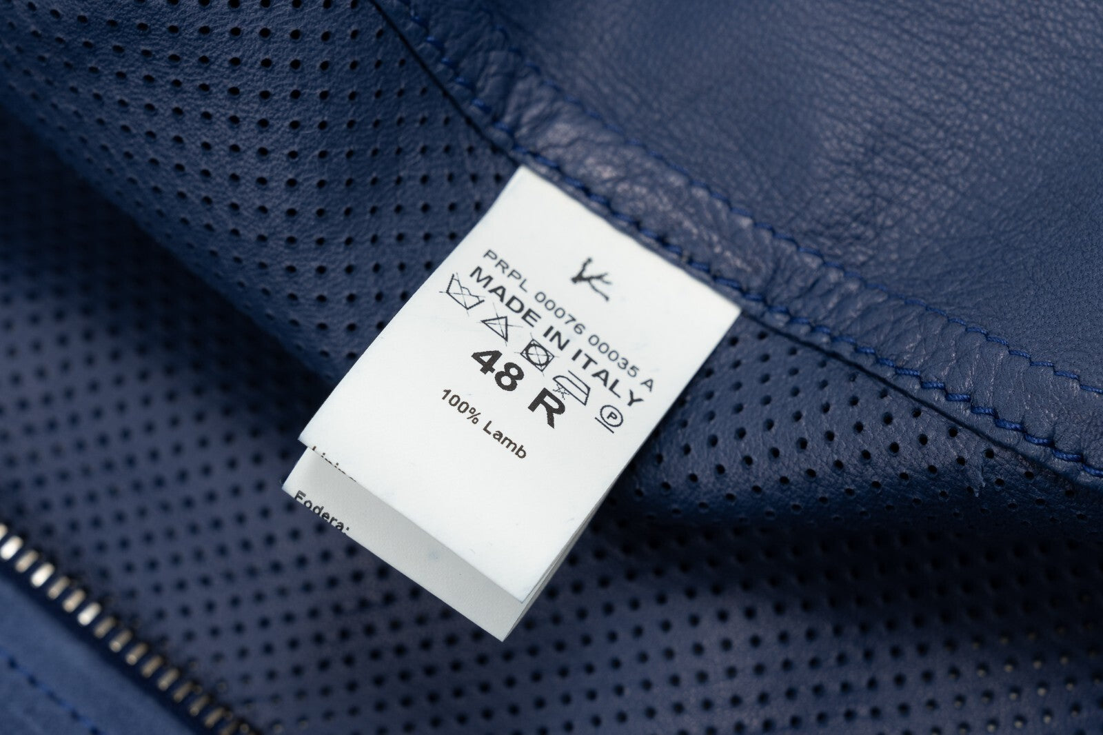 5500$ ISAIA Royal Blue Perforated Jacket Leather Suede Lambskin 38 US 48 EU