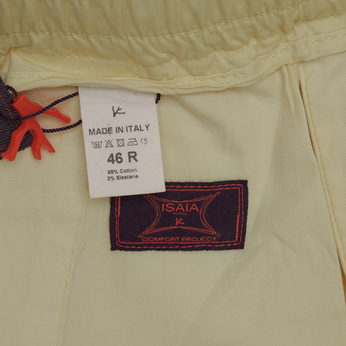 840$ ISAIA "Comfort" Yellow Drawstring Short Pant Cotton Stretch 30 US / 46 EU