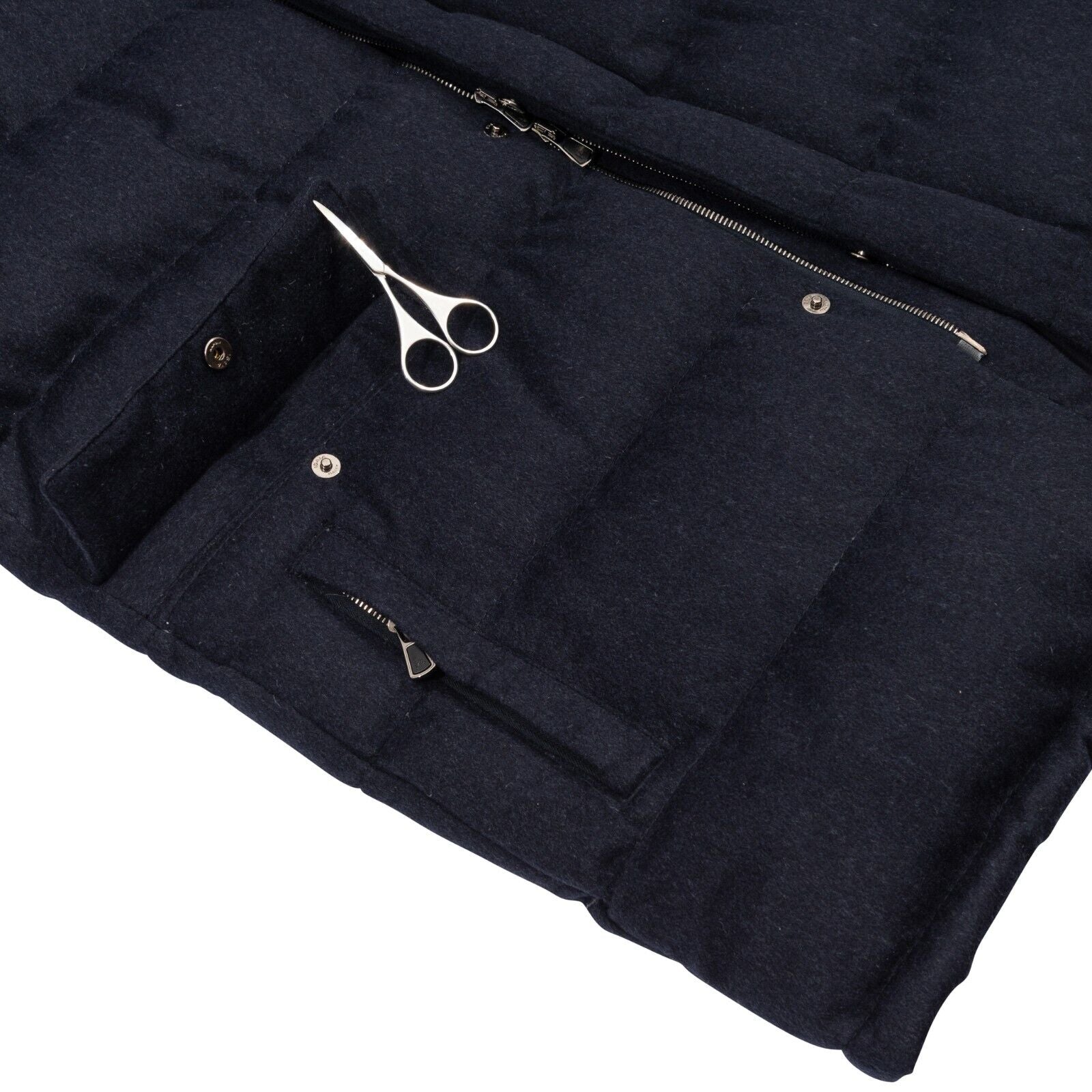 $6500 ISAIA NAPOLI Blue Navy Goose Down Hooded Puffer Coat 100% Cashmere
