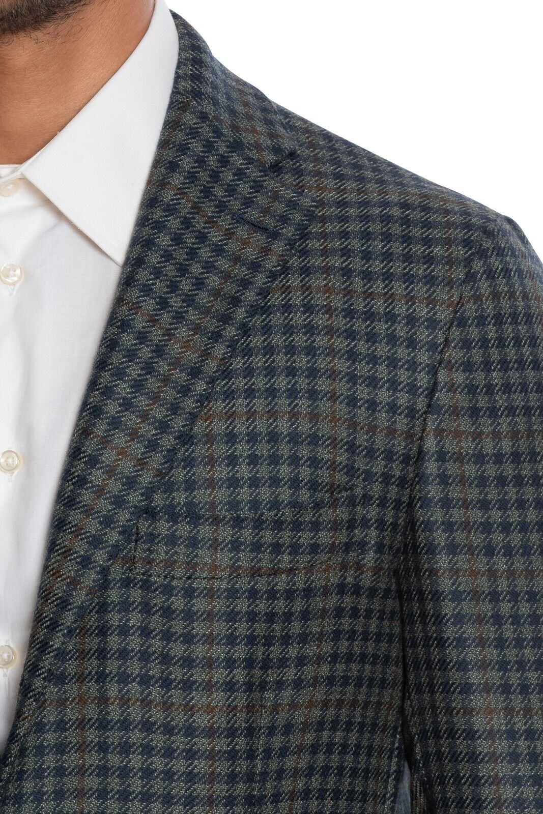 $2050 LUIGI BORRELLI "PROCIDA" Hand-Sewn Dark Gray Plaid Jacket Sport Coat Wool