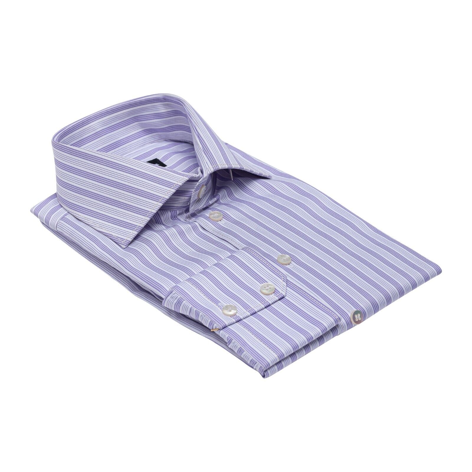 690$ ITALIAN LUXURY GERLIN Shirt Striped Lilac Cotton 16 - 41 3H BIJAN