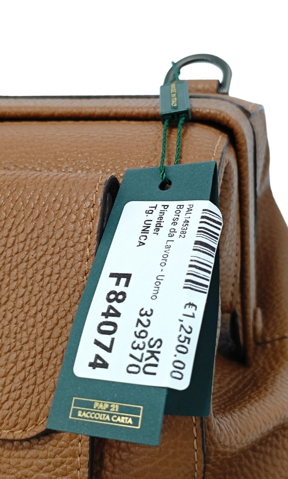 1450$ PINEIDER FIRENZE 1774 "Bottolato" Calf Work Doctor Bag Laptop Rum