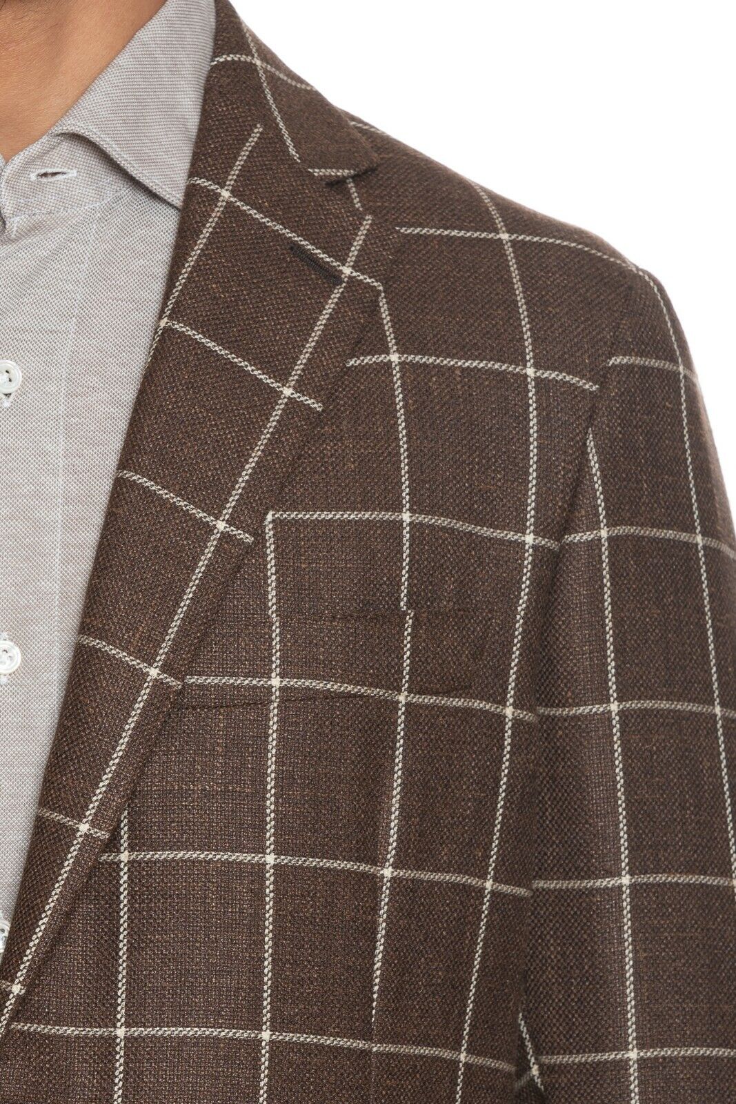 2200$ BELVEST Jacket Brown Checks Wool Silk Linen Drop 7 JACKETINTHEBOX Edition